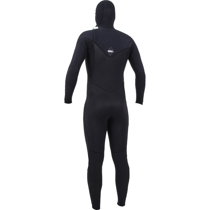 2024 O'Neill Hombres HyperFreak+ 4/3mm Chest Zip Con Capucha Neopreno 5346 - Black